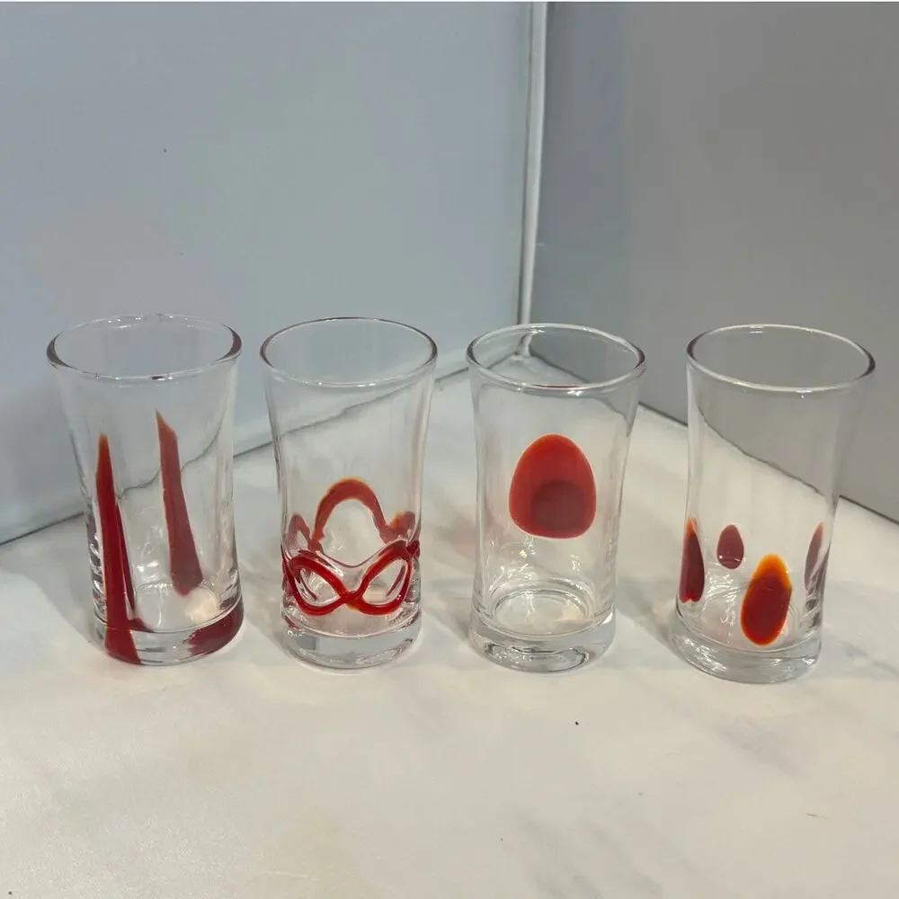 Pier 1 shooter shot glass,‎ red , cordials 2 oz
